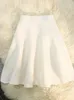 Röcke Herbst Winter Gestrickte Mini Rock Frauen Elegante Hohe Taille Schwarz Weiß Rüschen A-Line Shorts Rock Koreanische Faldas Femme Jupes 231218