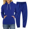 Femme Deux Pièces Pantalon Sweat Polaire Costume Pantalon De Survêtement Femme Jogger Ensemble Sportswear Sweat À Capuche Sport Panst Hiver Décontracté Noir Blanc