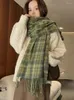 Halsdukar 2023 vinter imitation kashmir kvinnor halsduk preppy stil vintage rutig halsja pashmina mujer foulard filt wrap sjal