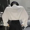 Blouses pour femmes poupée cou cravate noeud haut de gamme irrégulière polyvalent blanc à manches longues chemise pour les femmes Blusas Mujer