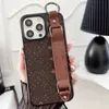 Vackra iPhone -telefonfodral 15 14 Pro Max L Designer Leather Strap Purse Hi Quality 18 17 16 15Pro 14pro 13pro 12pro 13 12 11 Plus Case With Logo Box Girls Woman MTL