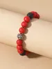 Strand OAIITE 10mm pin rouge Bracelet corde tissé à la main pierre naturelle Yoga Reiki guérison équilibre méditation cadeau