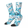 Men's Socks Greek Evil Eye Pattern Blues And Greys Men Women Fashion Blue Nazar Amulet Boho High Quality