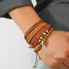 Bracelets de charme 4 / pcs bracelet en cuir tissé pour hommes bijoux de bricolage marron vintage cadeau d'ornement à la main