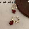 أقراط طوق Ventfille 925 Sterling Silver Love Hart arring for Women Girl غير منتظمة Retro Drip Glaze Glaze Gift Drop Drop