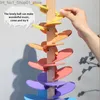 Tri Nesting Stacking Toys Arbre coloré Boule de marbre Run Track Blocs de construction Montessori Enfants Jouets en bois Apprentissage éducatif pour les enfants de 3 ans Q231218