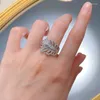 Cluster Ringen Handgemaakte Feather Moissanite Diamond Ring Real 925 Sterling Silver Party Wedding Band Voor Vrouwen Engagement Sieraden Cadeau