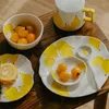 Tallrikar fruktmönster keramik underglasyr färg middag caffice kopp skål set biff pasta efterrätt hushållsformat mugg mugg