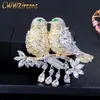 Elegante zircônia cúbica ouro e prata cor sorte bonito pássaro fio broches pino para feminino jóias acessório bh007 210714252k