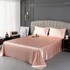 Beddengoed Sets Zomer Ijs Zijde Laken Licht Luxe High-end Home Dubbele Kit Pure Kleur Gladde Comfortabele Kussensloop