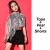 Stage Wear Girls Silver Tassel Jazz Dance Costume Hip Hop Dancing Outfit Kids Festival Clothing Fashion Catwalk Show VDB5649