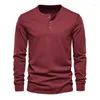 Men's Polos Mens Casual Long Sleeve Henley Shirts Fashion Button T