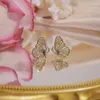 Studörhängen Caoshi Sparkling Butterfly Kvinnliga engagemangsceremoninsmycken med lysande Zirconia Bridal Wedding Accessories Gift