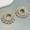 Stud Earrings Exaggerated Spiral Crystal Sunflower For Women 2023 Trending Luxury Zircon Women's Flower Dinner Party Jewelry