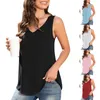 Débardeurs pour femmes Lady sans manches T-shirts Tops Plus Taille Blusa Feminina Femmes Sexy Col V-Col En Mousseline De Soie Été Élégant Bureau Tee Lâche