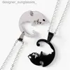 Colliers pendentifs 2 pièces Couple correspondant chat collier créatif câlin chat couture en acier inoxydable pendentif collier amis amitié Couple bijoux L231218