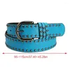 Bälten vintage Western Belt Women Faux Leather Cowgirl Studded Midje Jeans Midjeband Buckle