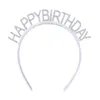 Acessórios de cabelo Feliz Aniversário Headband Headdress Diamante Pearl Hoop Crown Decoração Party Dress Up Atmosfera Chapéu