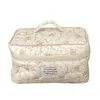 Cosmetic Bags Quilted Organizer Cotton Travel Portable Makeup Pouch Floral Prints Multi Functional Ladies Girls Purse For Home