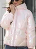 Women's Down Parkas 2023 Jacket Cotton Coat Korean Fashion Fluorescent Color Hooded Bread Clothes Casual Warm Tops Woman Clothing 231218