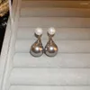 Dangle Earrings Light Luxury Grey Pearl Droplets Drop For Women Fashion Elegant Simple Jewelry