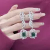 Necklace Earrings Set French High-end Retro Emerald Three-piece Ring Exquisite And Elegant 925 Sterling Silver Hypoallergenic