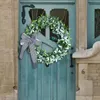 Decorative Flowers Artificial Green Leaves Wreath Realistic Texture Front Door For Farmhouse Wall Window Home Decoration Wedding Decor