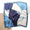 Foulard avec ruban pour femmes, foulard carré imprimé à la mode, en Satin de soie, chouchous, accessoires Bandana, 70cm