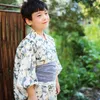 Ethnic Clothing 2023 Kid's Japanese Kimono Yukata National Flower Print Bathrobe Home Wear With Belt Boy's Vintage Pography