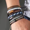 Braccialetti a maglie Bracciale in pelle da uomo Semplice tessitura fatta a mano Multistrato Moda retrò a sei pezzi Onda Simiia Fascino per uomo