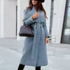 Cappotto in lana con risvolto da donna per il tempo libero autunno e inverno cappotto semplice a maniche lunghe elegante cintura con bottoni cappotto solido ultrasottile 231226