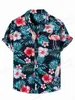 Мужские повседневные рубашки Рубашки с цветочным принтом Мужские модные рубашки Гавайская повседневная пляжная блузка для отдыха в лагере Куба Рубашка с лацканами с отложным воротником Aloha Мужская одеждаL231218