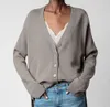 24SS Nowy Zadig Voltaire Women Designer Kurtki Sweter Kurtki Wszechstronne klasyczne ręcznie robane szydełkowe szydełkowe wełniane luźne modne bluzy