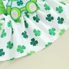 Ensembles de vêtements pour bébés filles, jupe de jour irlandaise, barboteuse à manches longues, hauts à quatre feuilles, imprimé trèfle à bretelles, bandeau, vêtements pour tout-petits