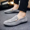 Scarpe eleganti Uomo Mocassini moda Scarpe da ginnastica in tela traspirante Slip On Casual Morbide e comode Scarpe antiscivolo da guida Nero Grigio 231218