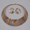 Серьги, ожерелье, высококачественные золотые комплекты ювелирных изделий из Дубая, 3 цвета, серьги и кулон для мадам, вечерние подарки, африканские женские комплекты Set261L