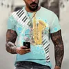 Erkek Tişörtler Erkekler T-Shirts Moda Müzik Harajuku 3d Baskılı O Boyun Etnik Tarzı Büyük Boy Kısa Kollu Tshirt