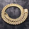 Luster smycken 20mm trendig sterling sier guldpläterad halsband moissanit kubansk länk för män