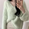 Women's Knits French Soft Glutinous V-neck Loose Mink Velvet Knitted Sweater Womens Temperament Versatile Top