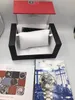 럭셔리 시계 박스 디자이너 사각형 검은 색 및 빨간색 케이스 Papper Box 케이스 인증서가있는 태그가있는 선물 선물 상자 상점 유니스피시