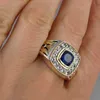 ウェディングリングラグジュアリー925リングfor Men Natural2 Carat Sapphire with Diamond Jewelry Anillos de Bizuteria Anillos Gemstone Rings Box 231218