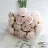 Rose Roze Pioen Kunstbloemen Zijden Boeket 27heads Rozen Nepbloem voor Tafelvaas Regelen Thuis Bruiloft Decoratie Bloemen