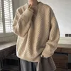 Maglioni da uomo Tendenza moda invernale Stile Hong Kong Versatile girocollo ondulato Maglione a maniche lunghe lavorato a maglia di lusso allentato e da donna