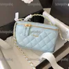 Bonito macaron feminino mini saco cosmético caviar couro matelassé acolchoado bolsa de luxo crossbody designer carteira ouro ferragem mala fanny pacote 17cm