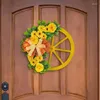 Decorative Flowers Lovely Spring Flower Wreath Handcraft Artificial Wheel Arrangement Entrance Decor Front Door Wall Hanging Y08D