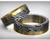 Anillos de racimo 5-10 g Mokume Gane Damasco Patrón Alianza de boda Pareja Anillo de oro 925 Plata de ley sólida