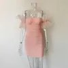 Lässige Kleider, modisch, herzförmig, sexy Stil, Röhrenoberteil, schulterfrei, enge Taille, Hüftrock, Stretch-Kleid