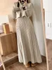 Basic Casual Dresses Knitted Autumn Winter Pullover Long Dres Ruffle Pleated Modis Korean Ladies Sleeve Woman Sweater 2023 231218