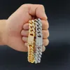 Pulseras de oro de Hip Hop para hombre, joyería, pulseras de cadena con diamantes, oro rosa, plata, pulsera de cadena de eslabones cubanos de Miami para men275O