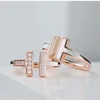 Letter Open Ring Double Diamond Set Bare Everything Fashion Adjustment Factory Direct SalesAUZM